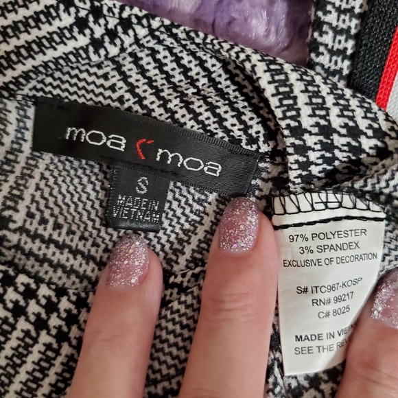 moamoa houndstooth long sleeve striped tunic blouse sz.Small E - Picture 5 of 6